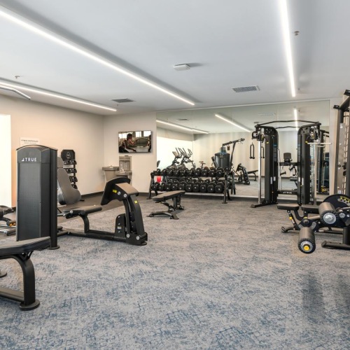 a gym with exercise equipment