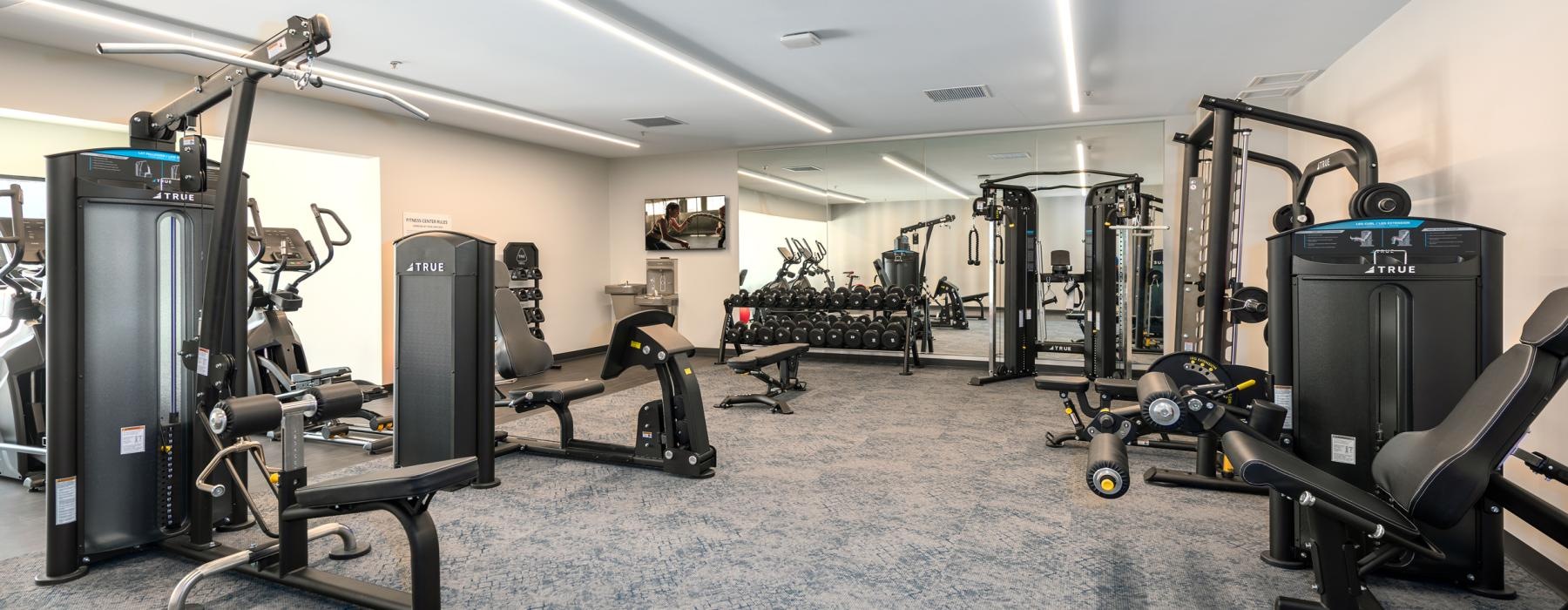 a gym with exercise equipment